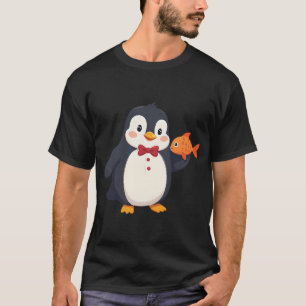 T-shirt Serveur Manchot Servant un Plat de Poisson