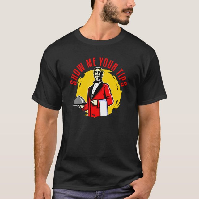 T-shirt Serveur Waitress Restaurant Server Afficher Votre  (Devant)