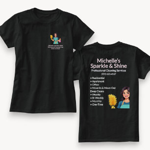 T-shirt Service de nettoyage à domicile Femme moderne Noir