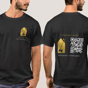 T-shirt Service de nettoyage Cleaner Logo Gold QR Code Noi