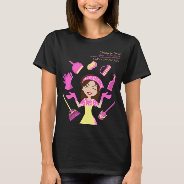 T-shirt Service de nettoyage des maisons roses Junior Dail (Devant)