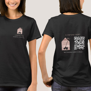 T-shirt Service de nettoyage Logo Rose Gold QR Code Noir