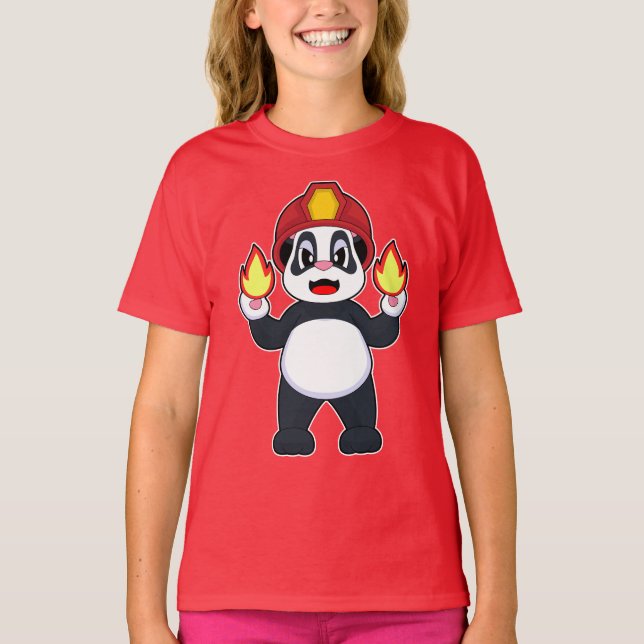 T-shirt Service d'incendie de pompiers Panda (Devant)