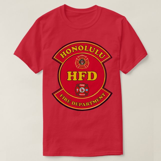T-shirt Service d'incendie Honolulu, bouclier de pompier  (Design devant)