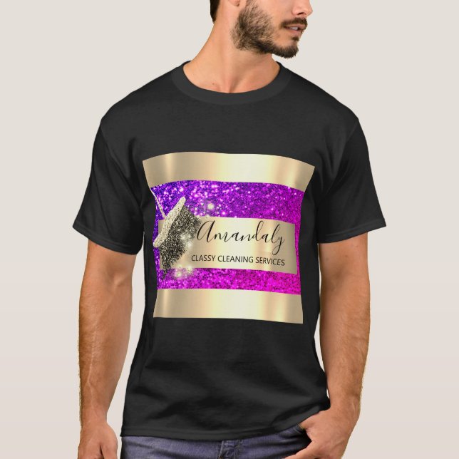 T-shirt Services de nettoyage Maid House Garder l'or viole (Devant)