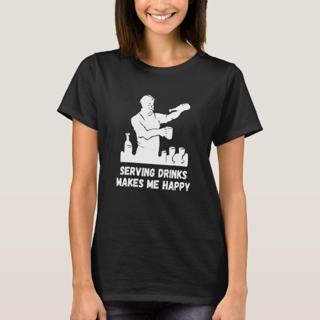 T-shirt Serving Drinks Happy Bartender Mixologist Intoxico (Devant)