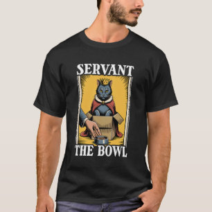 T-shirt Serviteur Le Bol Chat dans Bol de Nourriture de Bo