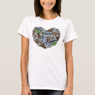 T-shirt Sésame Sésame   Oscar the Grouch Doodle Heart