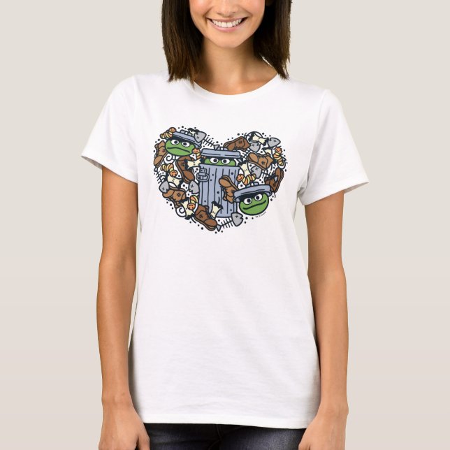 T-shirt Sésame Sésame | Oscar the Grouch Doodle Heart (Devant)