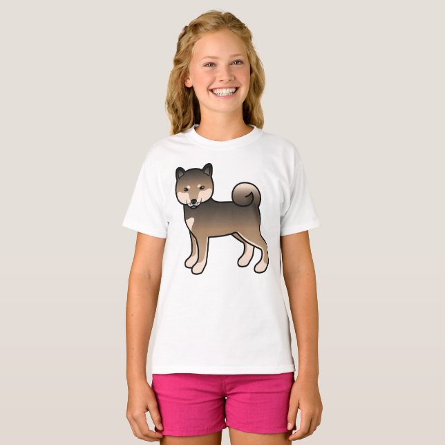 T-shirt Sesame Shiba Inu mignon chien de dessin (Devant entier)