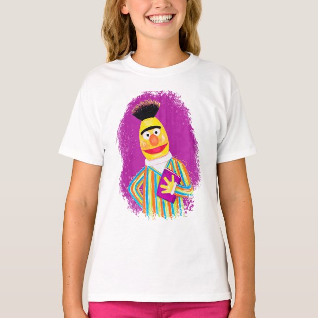T-shirt Sesame Street Caractère Art Bert tenir un livre (Devant)