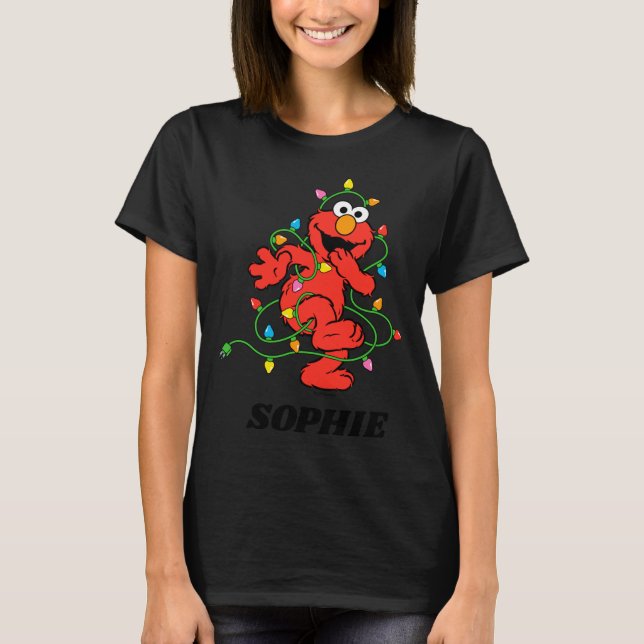 T-shirt Sesame Street Elmo Christmas Lights Baby  (Devant)