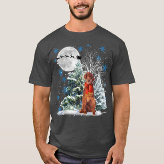 T-shirt Setter irlandais sous le pyjama de Noël de neige a