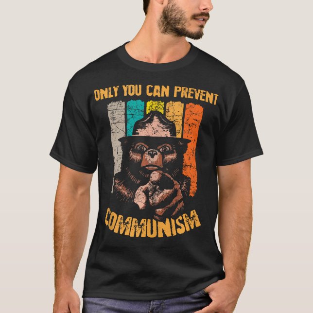 T-shirt Seul Vous Pouvez Empêcher Le Communisme Drôle Ours (Devant)