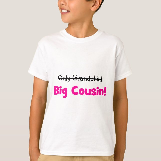 T-shirt Seulement petit-enfant - > GRAND COUSIN ! (rose) (Devant)