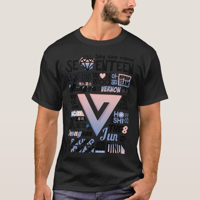 T-shirt SEVENTEEN Font Collage. 2 (Rose Quartz & amp; s (Devant)
