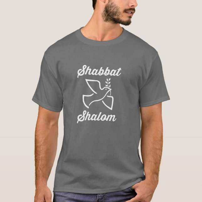 T-shirt Shabbat Shalom Peace Dove Messianique (Devant)
