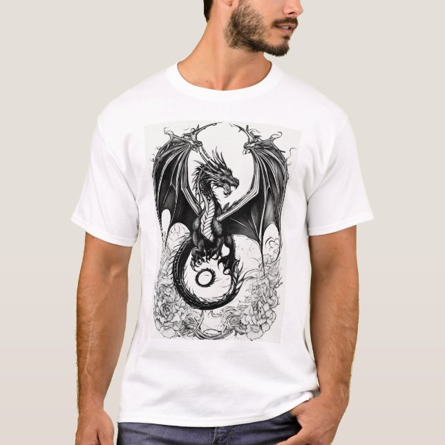 T-shirt Shadowfire Guardian : Mystical Dragon Black Print (Devant)
