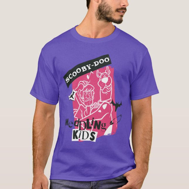 T-shirt Shaggy and Scooby Doo Meddling Kids Punk Outline (Devant)