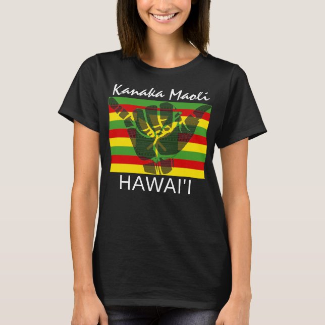 T-shirt SHAKA TRIBAL (HANG LOOSE) Kānaka Maoli HI DRAPEAU  (Devant)