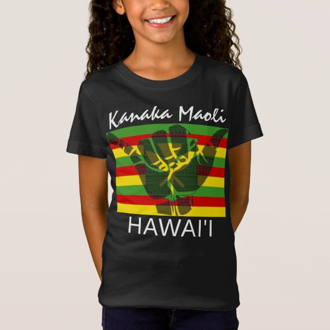 T-Shirt SHAKA TRIBAL (HANG LOOSE) Kānaka Maoli HI DRAPEAU  (Devant)