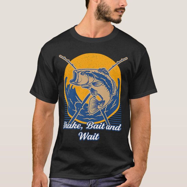 T-shirt Shake Bait and Wait Fishing Lakes Fisherman Lagoon (Devant)