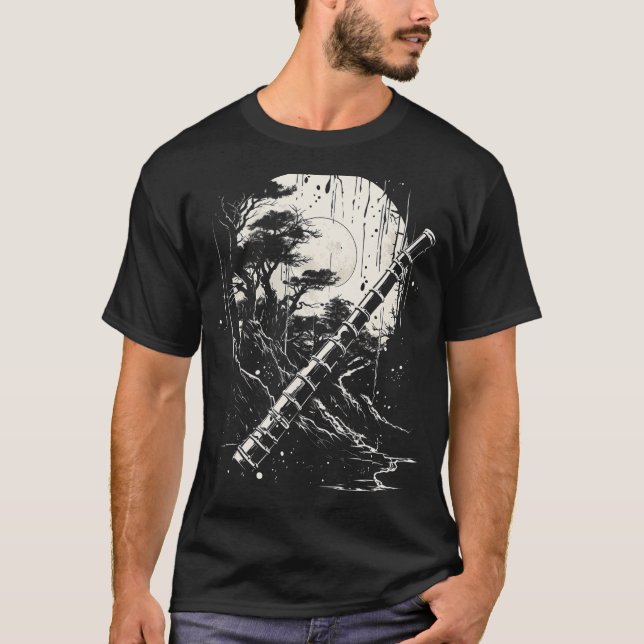 T-shirt Shakuhachi Japonais Bambou Flûte Japonaise Art Dis (Devant)