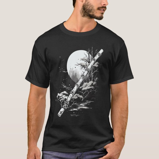 T-shirt Shakuhachi Japonais Bambou Flûte Japonaise Graphiq (Devant)
