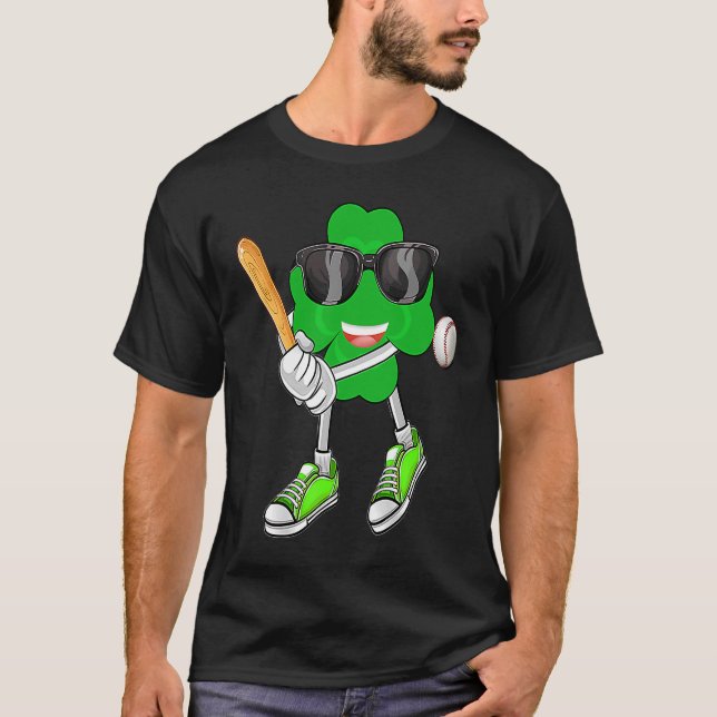 T-shirt Shamrock C Jouer au baseball St Patrick's Day Homm (Devant)