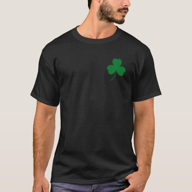 T-shirt Shamrock de trèfle blanc de la poitrine gauche St. (Devant)