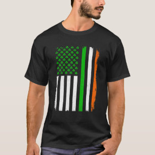 T-shirt Shamrock du drapeau irlandais américain de la Sain
