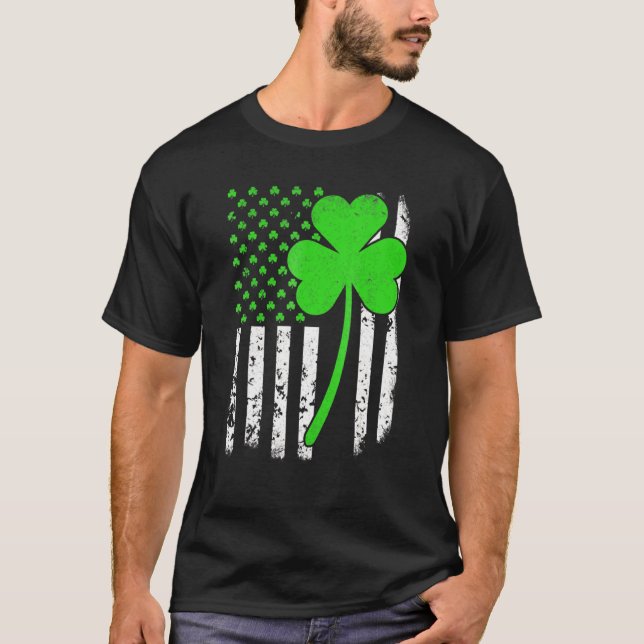 T-shirt Shamrock du drapeau irlandais américain de la Sain (Devant)
