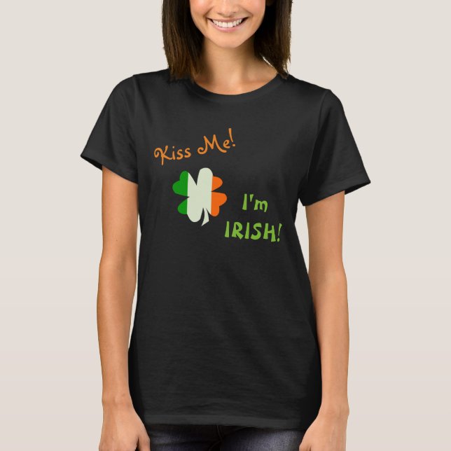 T-shirt Shamrock du drapeau irlandais Kiss Me (Devant)
