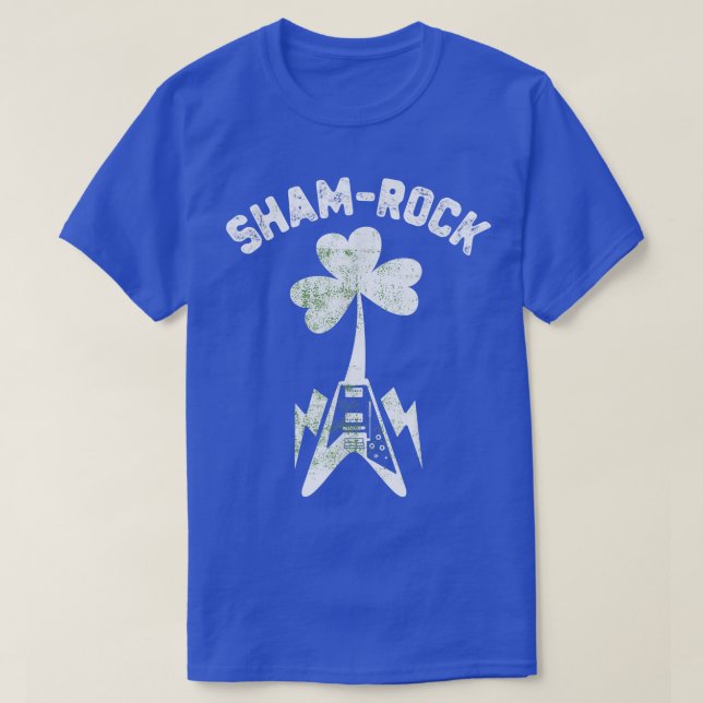 T-shirt Shamrock guitar guitarist st patricks day (Design devant)