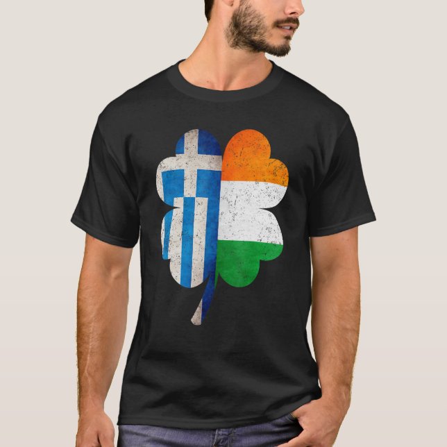 T-shirt Shamrock irlandais grec Grèce Irlande Drapeau St P (Devant)
