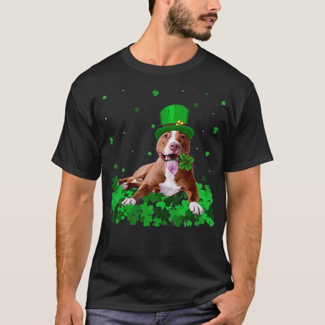 T-shirt Shamrock irlandais Jour de la Saint Patrick Pitbul (Devant)