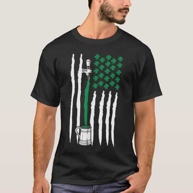 T-shirt Shamrock Jour de la Saint Patrick Américain Et Biè (Devant)