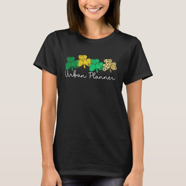 T-shirt Shamrock Leopard Saint Paddy's Urban Planner St Pa (Devant)