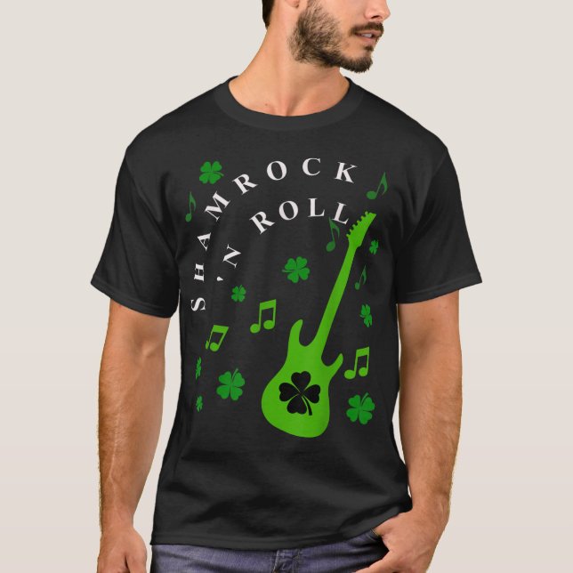 T-shirt SHAMROCK N ROLL Jour de la Saint Patrick Musique i (Devant)