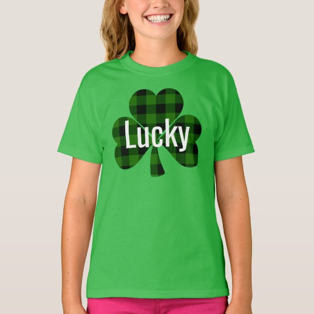 T-shirt Shamrock plat noir vert classique (Devant)