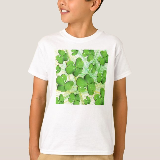 T-shirt Shamrock vert St Patrick's Day Enfants Sweatshirt (Devant)