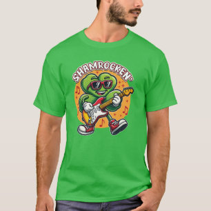 T-shirt Shamrockin' Design - Fun Clover Jouer Guitare Art