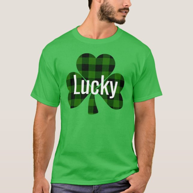T-shirt Shamrocks de Lucky St. Patty | vert plaid (Devant)