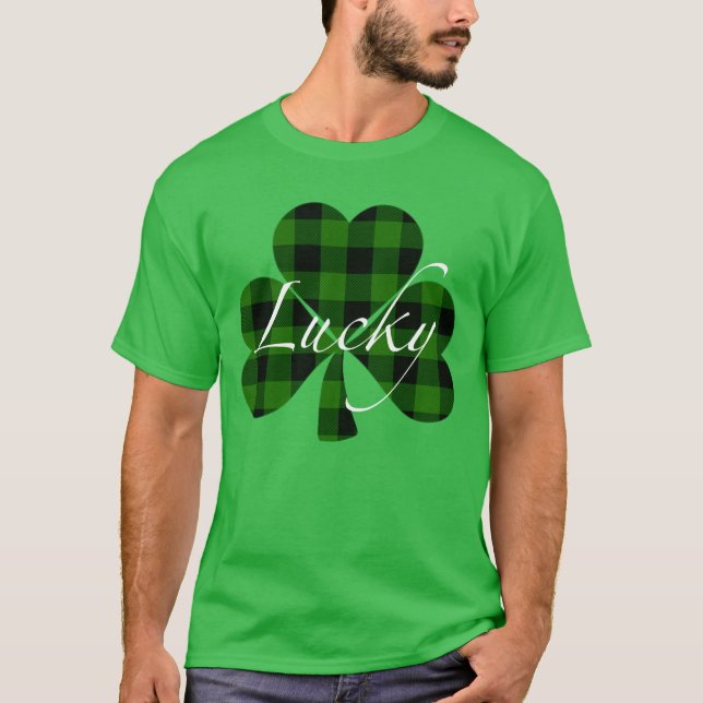 T-shirt Shamrocks de Lucky St. Patty | vert plaid (Devant)