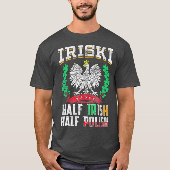 T-shirt Shamrocks irlandais demi-polonais Iriski (Devant)