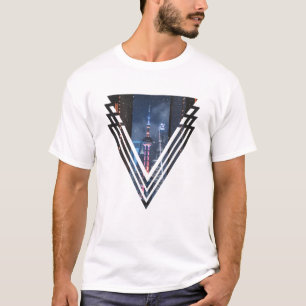 T-shirt Shang Hai Tower à la nuit - Design simple