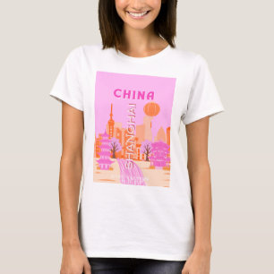 T-shirt Shanghai Chine Rose Voyage Art