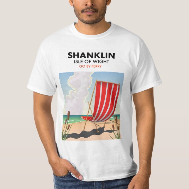 T-shirt Shanklin Beach est l'île de l'affiche de voyage po (Devant)