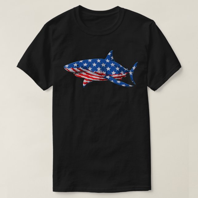 T-shirt Shark 4 juillet Funny American Patriotic USA (Design devant)