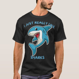 T-shirt Shark Drôle J'Aime Vraiment Les requins Drôle Les